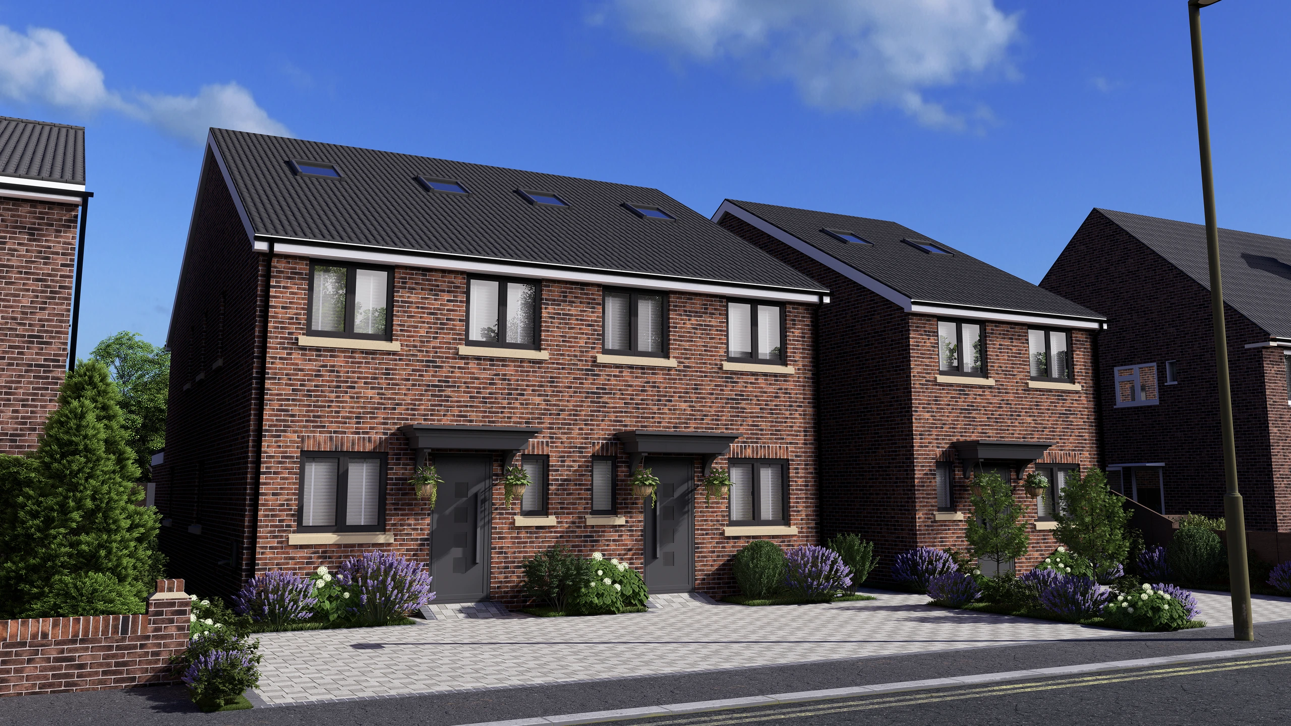 CGI Design of New Build Homes in Red Brick