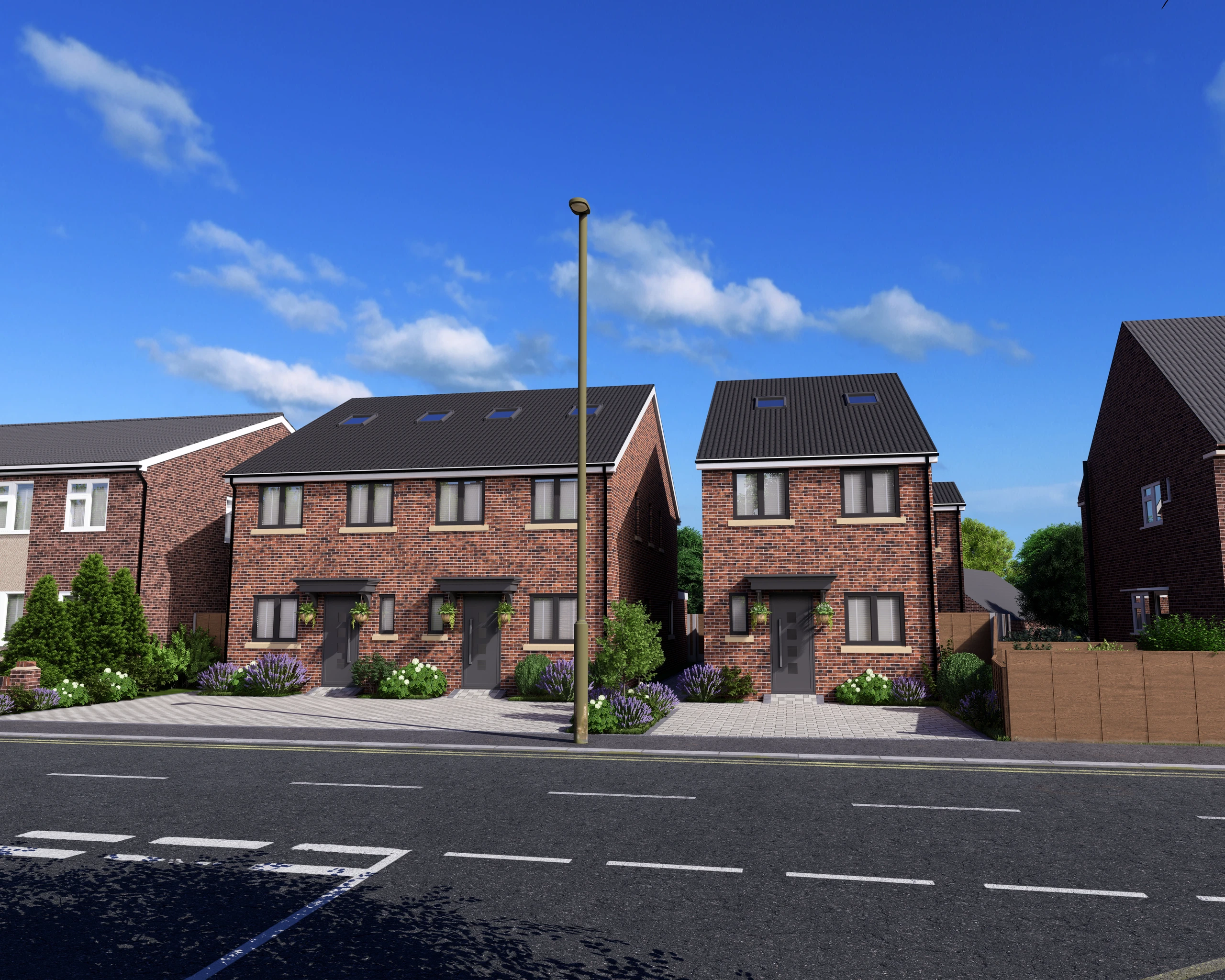 CGI Design of Proposed Home Development with Anthracite Doors